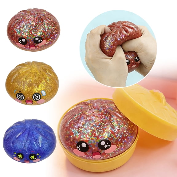 2Pcs Squishy Dumpling Toy, Cute Dumpling Squishy Mystery Box, Squishy Dumpling Stress Relief Squishy Toys for Kids Adults