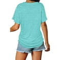 thumbnail image 6 of SHIBEVER Womens V Neck Short Sleeve Tshirts Casual Tops Cute T Shirts Summer Clothes Basics Tee Shirts for Women Clothes Tops with Side Shirring Loose Fit Pleated Tunics Solid Color Aqua Plus Size 3XL, 6 of 8