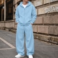 thumbnail image 6 of Iaqnaocc Mens Sweat Suit 2 Piece Set Athletic Casual Zip Up Hoodie and Wide Leg Sweatpants Work Out Fall Sweatsuits for Men with Pocket Sky Blue M, 6 of 6
