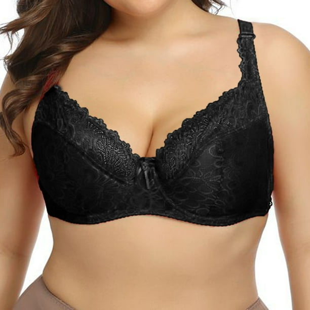 Aayomet Bralettes for Women Plus Size Bra Adjustable Bra Transparent Breathable  Lace Bra (Black, 34) 