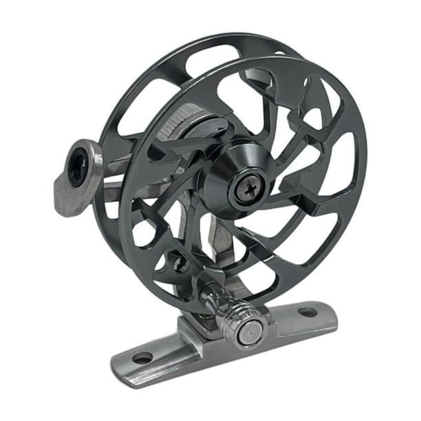 Carrete de pesca con mosca para diestros, ligero, para pesca en hielo Gris