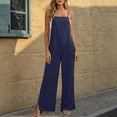 thumbnail image 4 of Women's Wide Leg Jumpsuits Oversized Spaghetti Strap Bohos Cotton Like Overalls Womens Summer Casual Solid Loose Fits Lightweight Comfy Rompers, 4 of 7