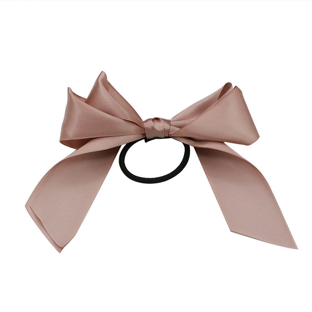 Women Lady Ribbon Bow Rope Scrunchie Satin Ponytail Holder Hair Band Accessory 