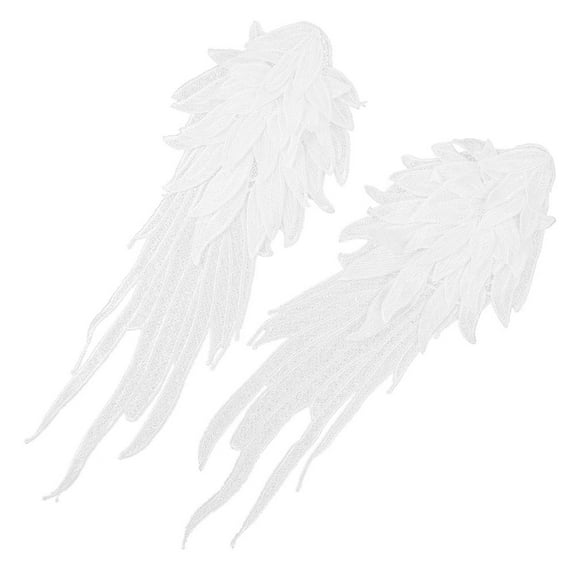 PAMINGONO Wing Shape Embroidery Applique White Elegant Design for DIY Enthusiasts 1 Pair