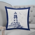 thumbnail image 4 of 20x20 Pillow Covers Set of 2, Lighthouse Throw Pillow Covers Decorative Couch Cushion Case, Ocean Seagull Vintage Navy Blue Coastal Boat Microfiber Square Pillowcases for Bedroom Car Living Room, 4 of 7