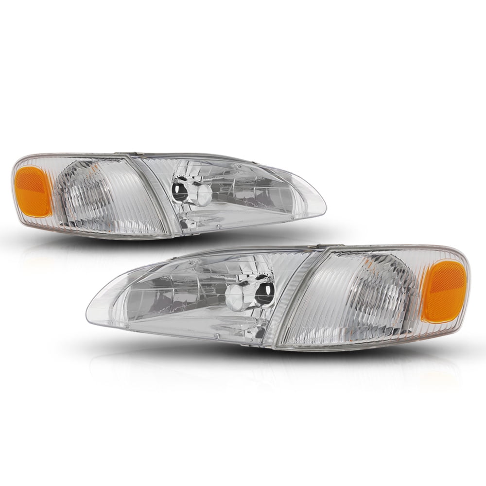 Fits FOR Toyota Corolla 98-00Black Headlights+Amber Corner Signal Lamps 4pcs Set