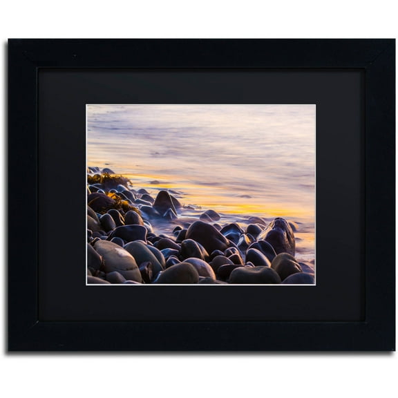 Trademark Fine Art "Wet Rock Reflections" Canvas Art by Chris Moyer, Black Matte, Black Frame