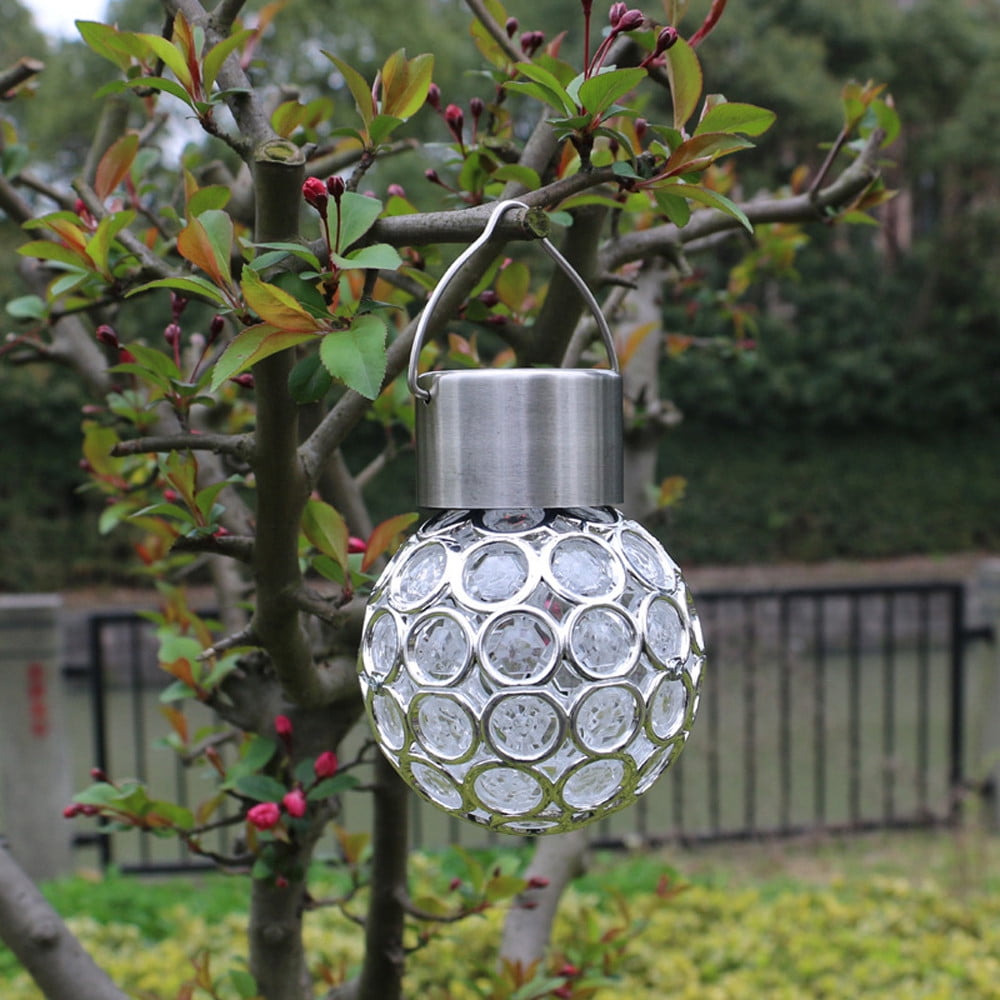 Waterproof Solar Rotatable Garden Camping Hanging LED Round Ball Colored Lights 