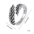 thumbnail image 5 of CIYISON European and American Vintage Old Feather Ring Simple Fashion Thai Silver Jewelry Temperament High Sense Wing Ring, 5 of 9