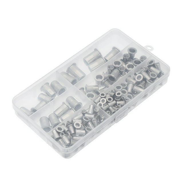 165pcs cabeza plana nueces de remache de acero inoxidable con rosca roscada tuerca de remache Kit de surtido M3 M4 M5 M6 M8 M10