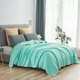 thumbnail image 3 of JML Lightweight Blanket with Satin Trim Robin Egg Blue Throw, 3 of 5