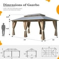 thumbnail image 3 of EROMMY Outdoor Double Roof Permanent Hardtop Gazebo Pergola with Prime Netting and Curtains Double Roof 12'x18', 3 of 5