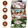 thumbnail image 7 of Grey Christmas Round Tablecloth, Fitted Table Cover with Elastic for 55"-60" Round Tables, Red Snowman Xmas Tree Snowflake Winter Table Cloth Outdoor Indoor Dinning Party Waterproof Tablecloths, 7 of 7