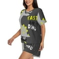 thumbnail image 2 of Lsque Cute Dinosaur Women's Short-Sleeved Pajama Set - 2 Piece Soft and Lightweight Sleepwear Set-XX-Large, 2 of 9