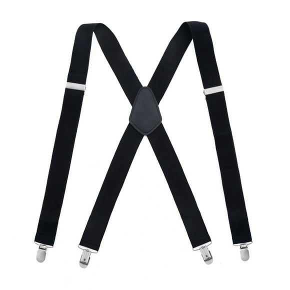 Men’s X-Shape Suspenders, Sophisticated Design, Adjustable Straps, Polyester Material, Black Color, for Formal & Casual Outfits