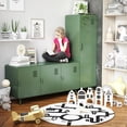thumbnail image 2 of Homy Casa Metal Storage Locker Cabinet with Shelves, 3-door TV Stand for Entryway Office Living Room, 2 of 7