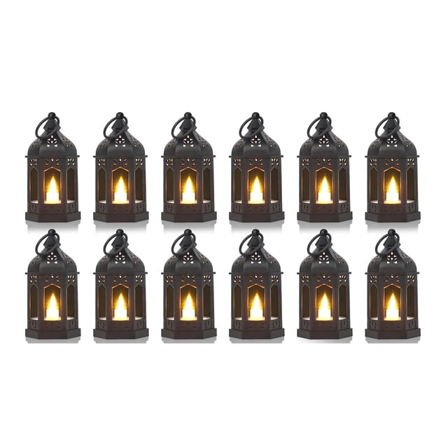 Yuarrent 2x Linternas negras que agregan un toque mágico Iluminan las noches de Halloween Cómo dimensionar Viene con Iluminación navideña negro-12PCS