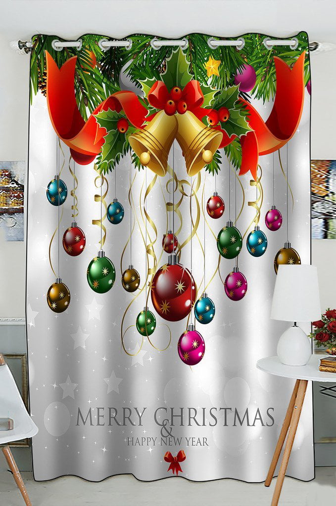 GCKG Xmas Merry Christmas Happy New Year Window Curtain Kitchen Curtain ...