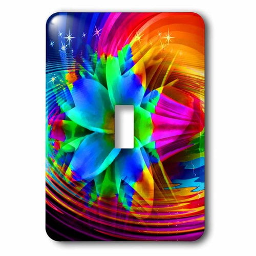 3dRose, Fractal flower with abstract layered textured look colorful back, single toggle switch