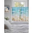 thumbnail image 3 of Blue Waves Bathroom Window Curtain, Summer Beach Starfish Coastal Nautical Ocean Light Filtering Coffee Kitchen Curtains, Bedroom Living Room Curtains 2 Panel 84"x54", 3 of 6