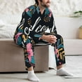 thumbnail image 7 of Rocae Floral Welcome Sign for Men's Pajamas Set Mens Pjs Sets Long Sleeve Button Down Sleepwear-Small, 7 of 7
