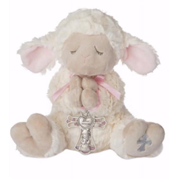 Ganz Serenity Lamb With Crib Cross Christening or Baptism Gift (Pink (Girl))