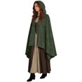 thumbnail image 2 of HNMKIU Shawls and Wraps for Evening Dresses Velvet Hooded Cape For Halloween Adult Kids Warm Cloak Wrap Green,M, 2 of 4