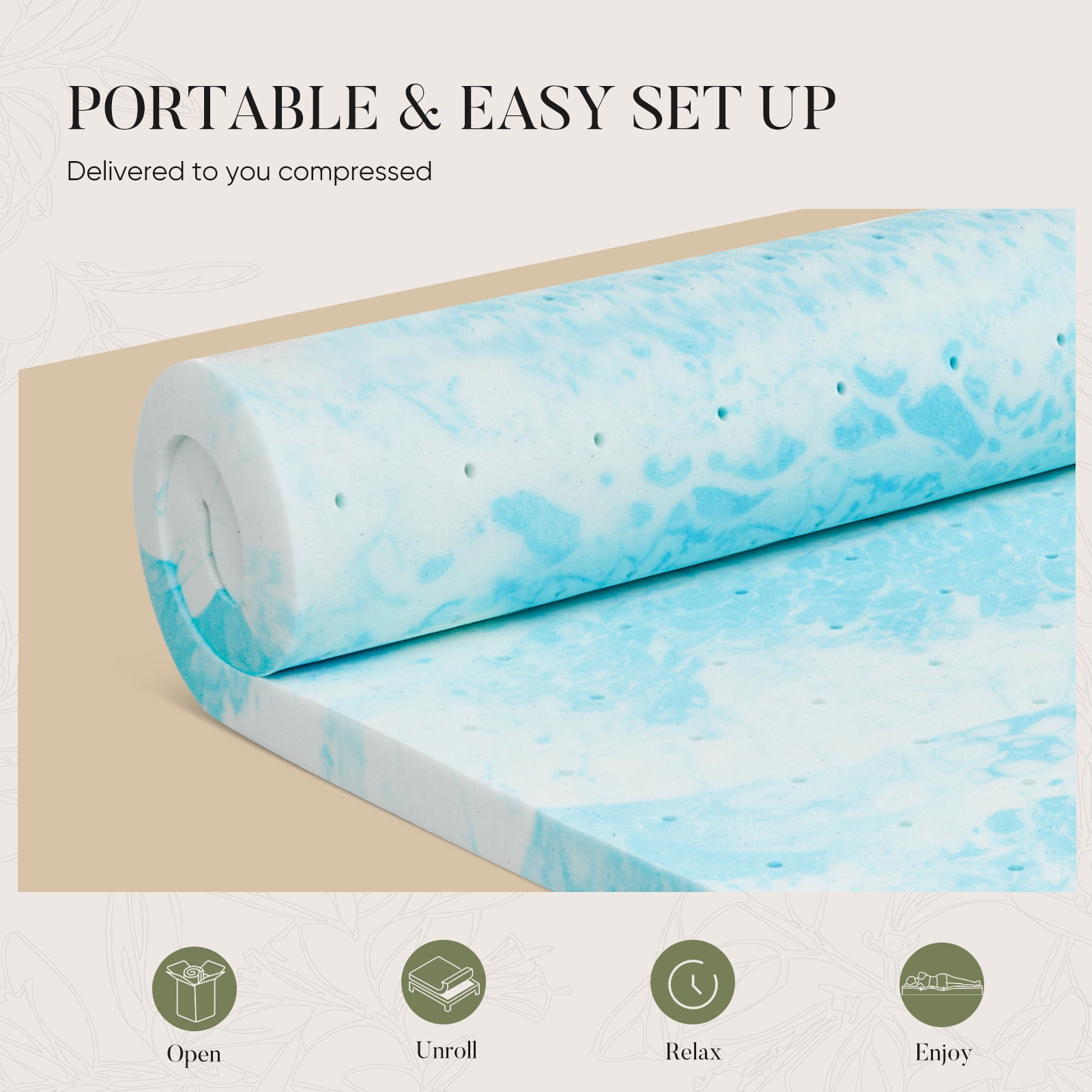 CONCETTA 2 Inch Queen Size Cool Gel Memory Foam Mattress Topper, CertiPUR-US Certified