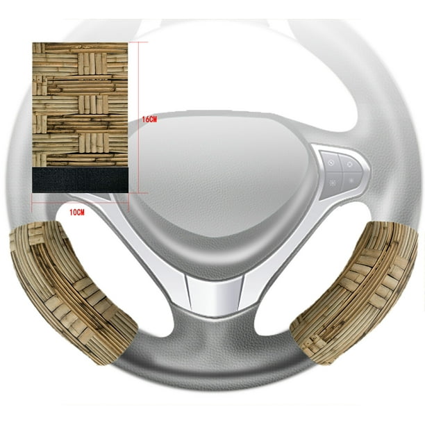 EREHome Nature Bamboo Wall Steering Wheel Cover Hook and Loop Covers