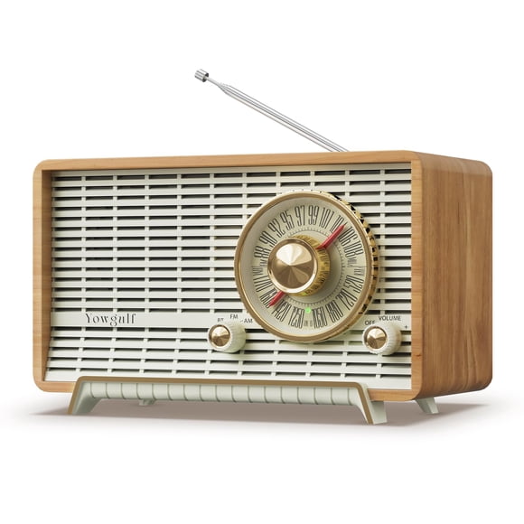 YOWGUIF AM FM Radio Classic Retro Wood Table Radio Bluetooth Speakers Radios Plug-in Wall with Rotary Knob Great for Home, Office