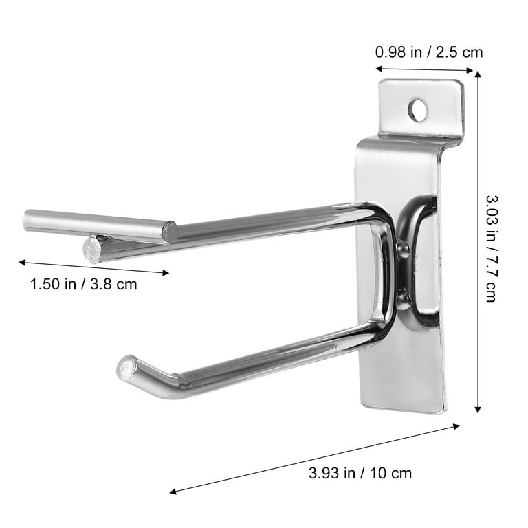 10 Pcs Trough Plate Double Wire Hook Metal Hooks Heavy Duty Wall Hangers Coat Retail Iron, Size: 10X7.7X0.6CM, Silver