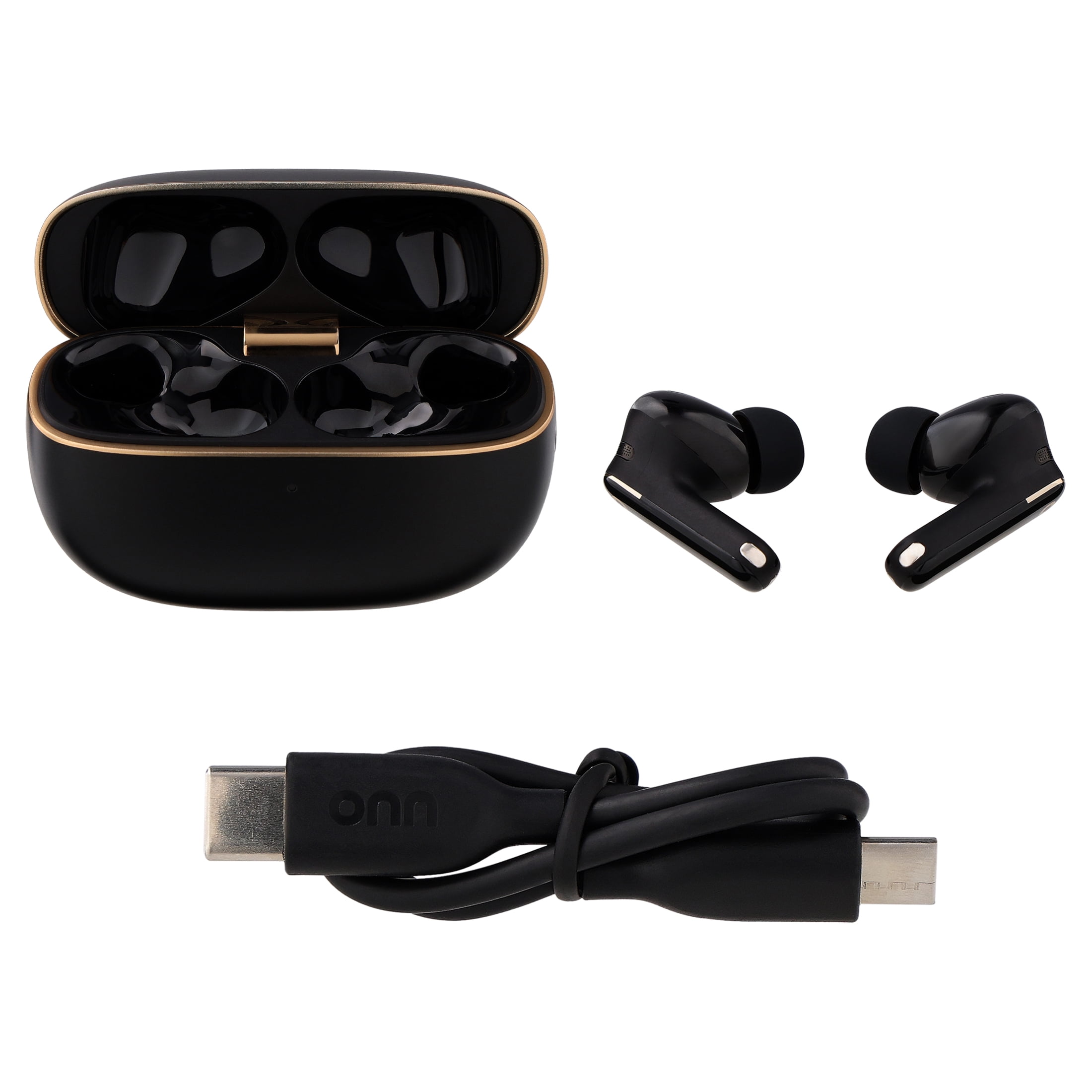 Premium Black Stereo Earphones, Mini-Jack Connector, Compact