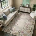 thumbnail image 5 of Wonnitar 6x9 Floral Washable Area Rug, Beige Rugs for Bedroom, Soft Low Pile Living Room Area Rug, Non-Slip Throw Carpet for Nursery Playroom, 5 of 11