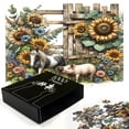 thumbnail image 3 of Ambesonne Rustic Jigsaw Puzzle, Vintage Farm Pig and Horse, Heirloom-Quality Fun Activity for Family Durable Cardboard, 1000 pcs, Mustard Green Taupe, 3 of 5