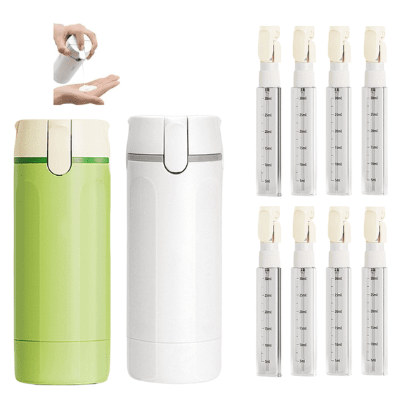 4-in-1 Travel Bottles Set,Leak-Proof Refillable Containers Dispensers Labels Portable Toiletry Organizer Cup for Shampoo,Lotion,Soap