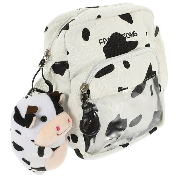 COSMOBETTY Cow Print Crossbody Bags With Fluffy Cow Keychain Small Shoulder Bag Women Backpack Purse With Adjustable Starp For Women Girl