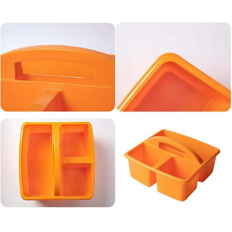 Portable 3 Compartments Storage Caddy with Carrying Handle Plastic Divided  Basket Bin Box Multiuse Arts Crafts
