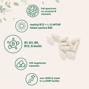 Micro Ingredients Bioactive B Complex, 120 Vegetarian Capsules | Activated Coenzyme Forms of Methyl B12, L-5-MTHF folate, P5P & riboflavin B2 | High Bioavailability B Complex Vitamins