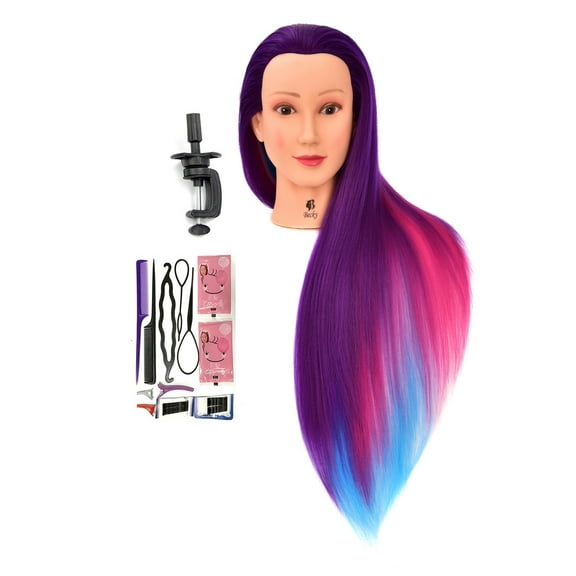 30" Synthetic Fiber Mannequin Head (Long and Thick) Hairdresser Rainbow Unicorn Training Head Manikin Cosmetology Doll Head