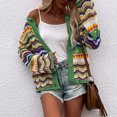 thumbnail image 4 of Suéteres de otoño de Color arcoíris ajuste holgado estilo Simple para mujer traje diario calado, 4 of 9