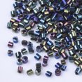 thumbnail image 3 of 1 Bag Electroplate Glass Cylinder Beads Seed Beads Round Hole Iris Colorful 1.5~2x1~2mm Hole: 0.8mm about 8000pcs/bag about 85~95g/bag, 3 of 3