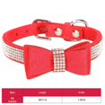 thumbnail image 4 of Red XS 30x1.5cm Suede Microfiber Double Bowknot Crystal Sparkle Rhinestone Cat Collar Pet Supply, 4 of 5