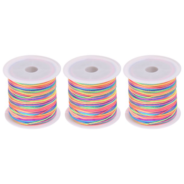 3 Rolls Nylon Beading Thread Knotting Cord 0.6mm 50 Yards Braided Nylon Crafting Satin String