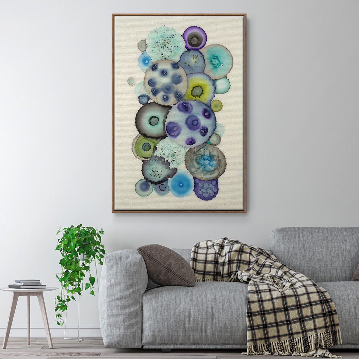 Geodes II Framed Premium Gallery Wrapped Canvas - Ready to Hang - 27 x 41 - Walnut Floating Frame