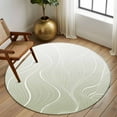 thumbnail image 3 of Round Rugs 7 Ft, Sage Green Geometric Non Slip Area Rugs for Kitchen Bedroom Entryway, Modern White Stripe Distortion Art Washable Carpet Runner Rug Floor Mats for Bedroom Home Decor, 3 of 9