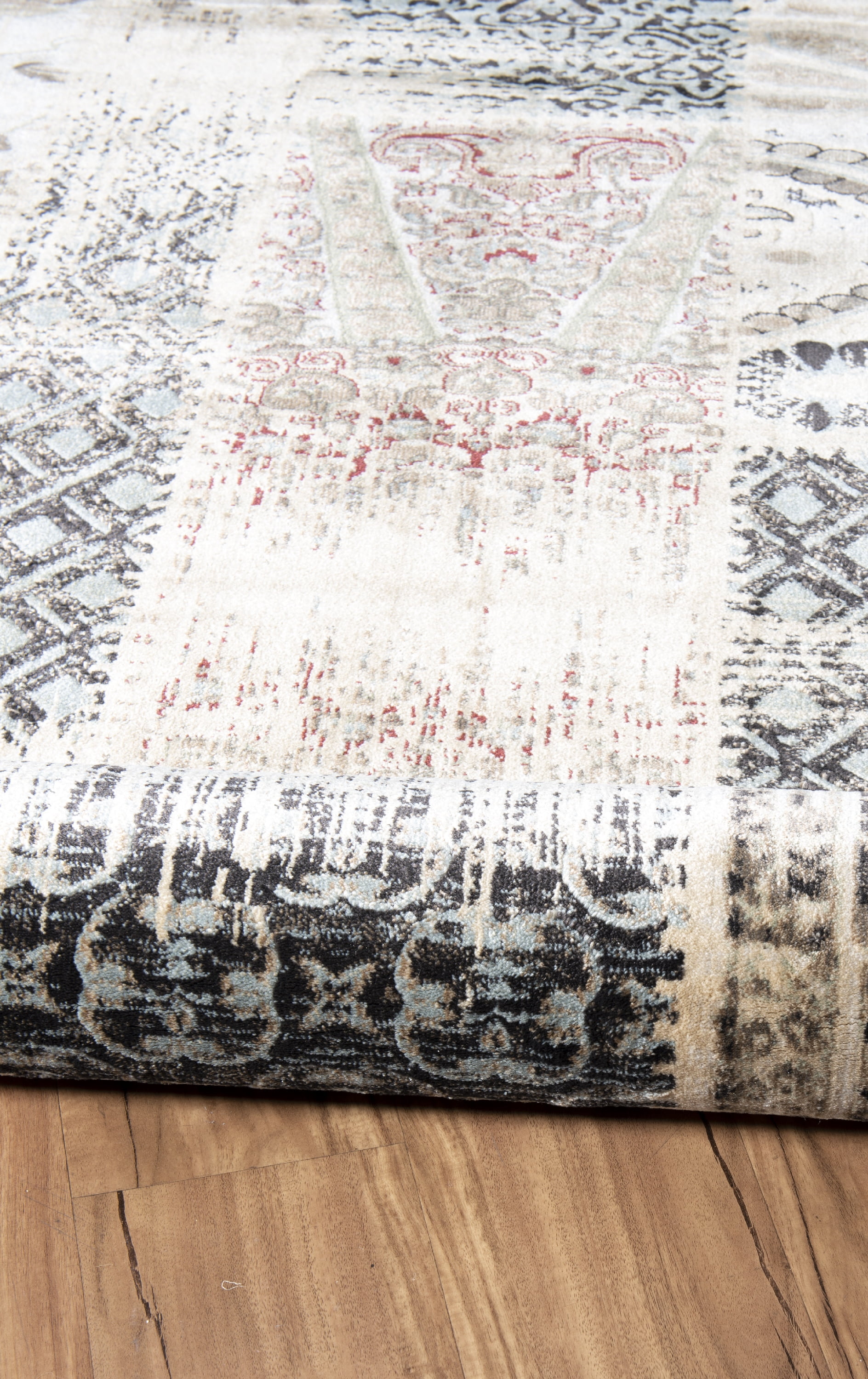 Jewel Patchwork Area Rug Beige 8x10 Powerloomed 100% Polypropylene Transitional