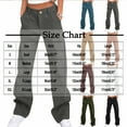 thumbnail image 2 of Chiccall Womens Cargo Pants Elastic Waist Straight Leg 4 Pockets Pants Fall Trendy Casual Loose Button Zipper Hip-hop Streetwear, 2 of 7