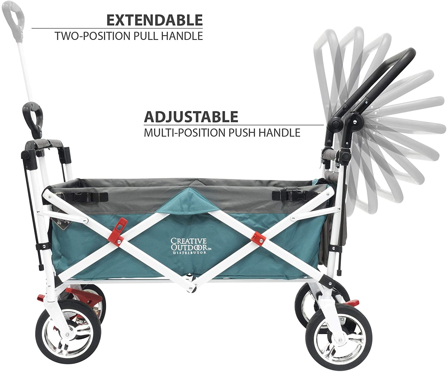 Creative Outdoors Push Pull Collapsible Folding Wagon| Teal