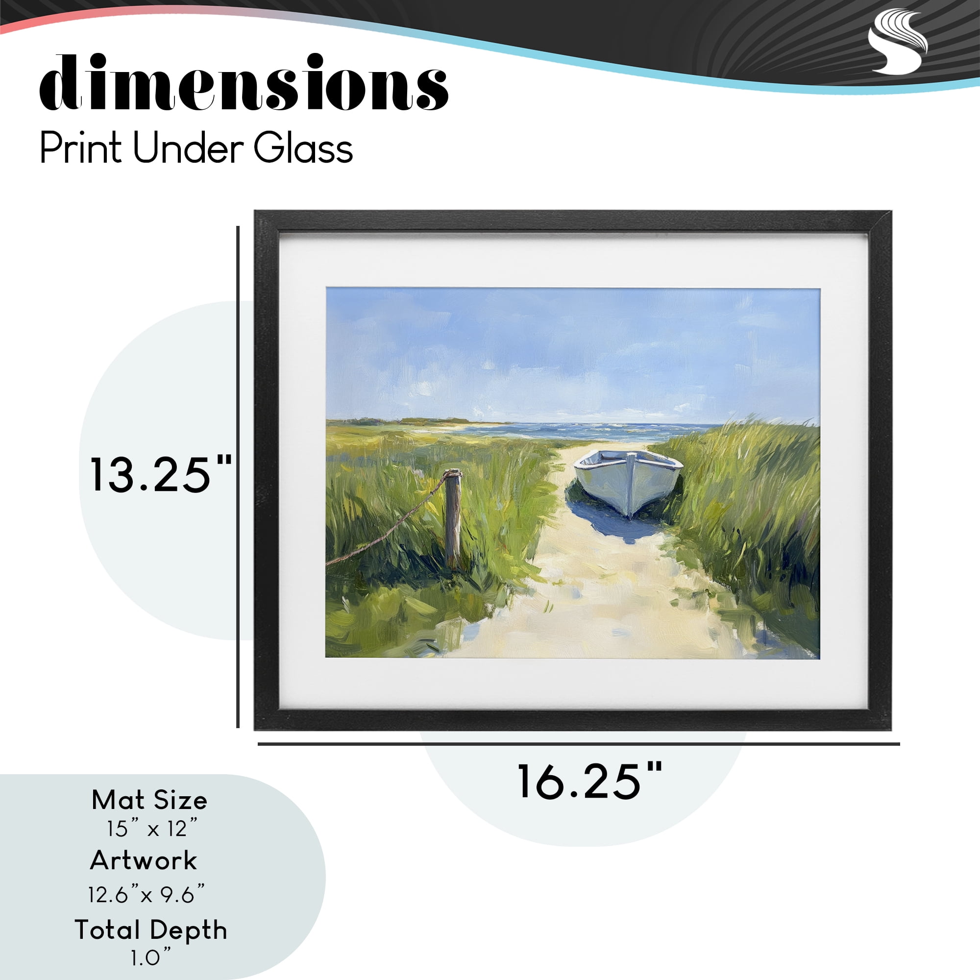 Stupell Industries Moored Boat on Path Black Framed Print Under Glass, design by Sisi and Seb