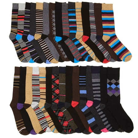 Fashion Joint - Mens Dress Crew Trouser Socks - 30 Pack Pattern and Solid Formal Fashion Funky Assortment 2 by John Weitz (Pattern2)